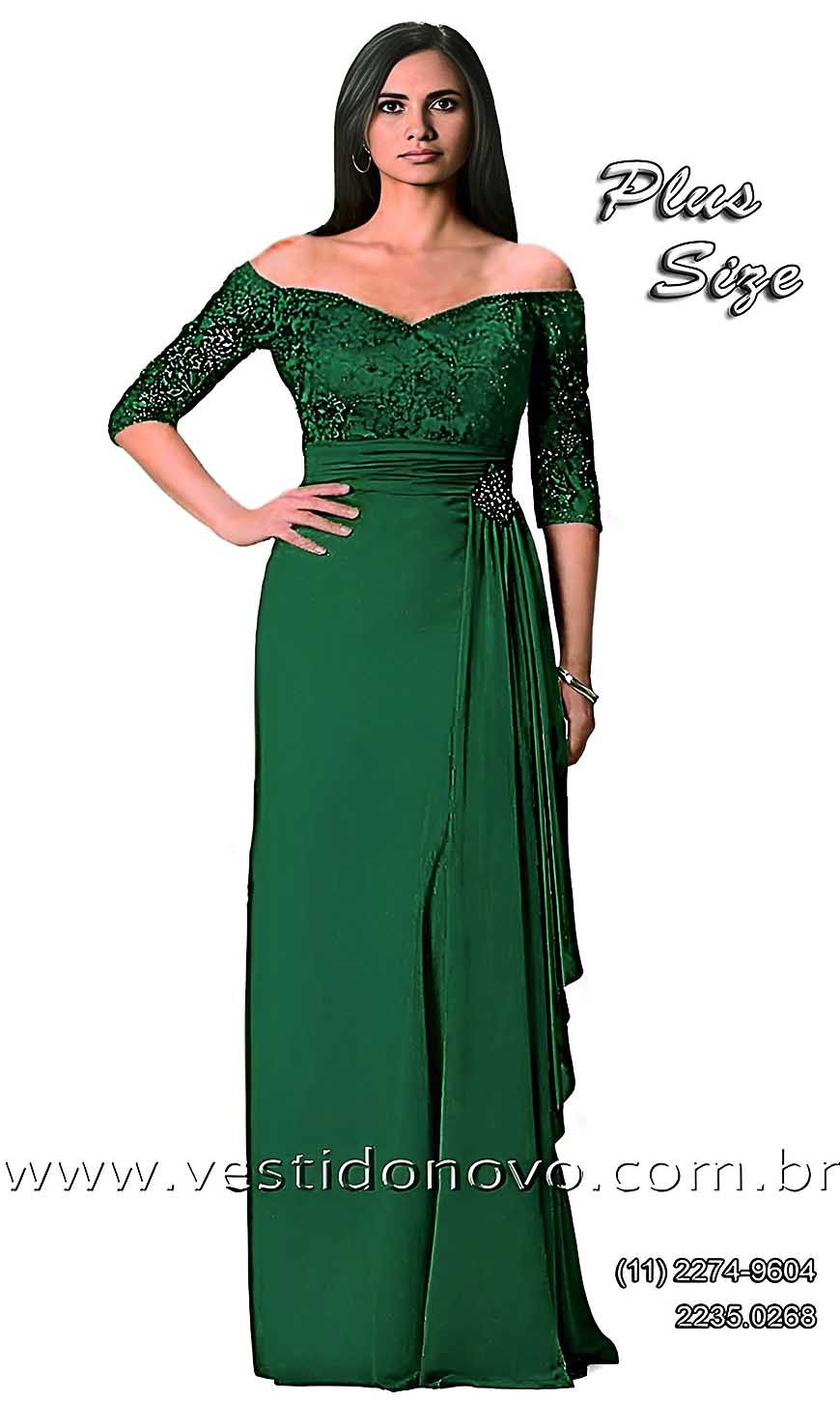 Vestido de festa longo Plus Size, verde escuro, mae do noivo, mae da noiva, bodas de prata, bodas de ouro, vestidos para senhoras, plus size, gordinha