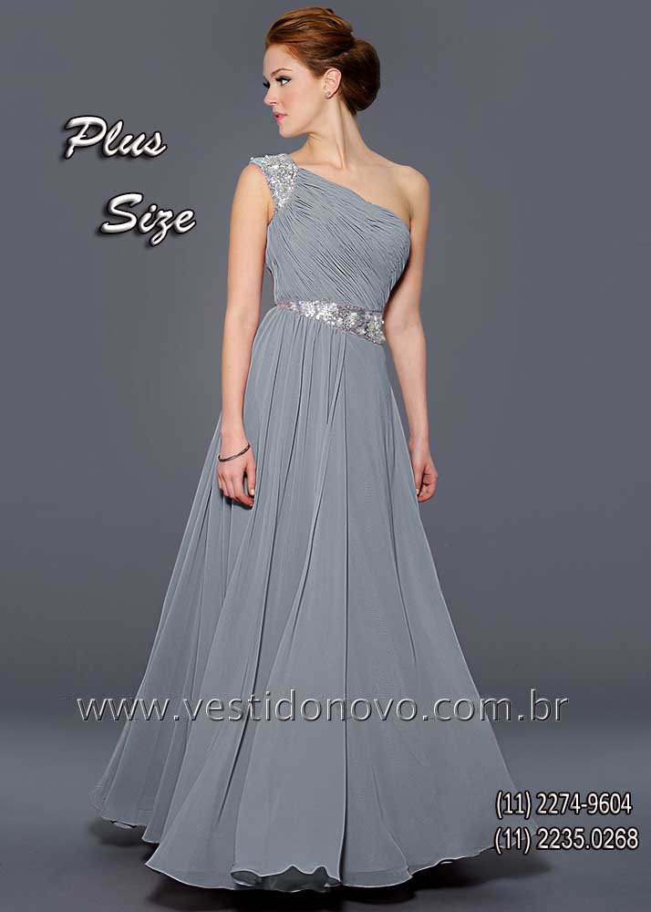 vestido prata plus size