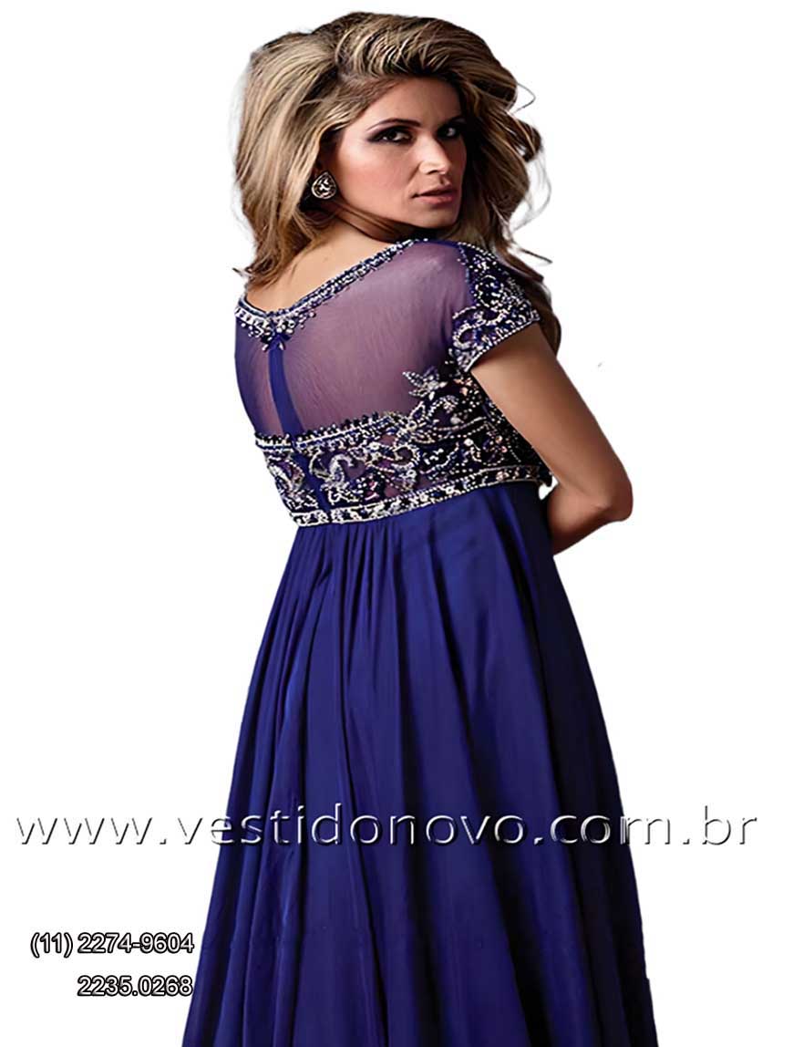 Vestido de festa  plus size, azul royal com transparencia, brilho e pedraria, me da noiva,  tamanho grande  zona sul So Paulo