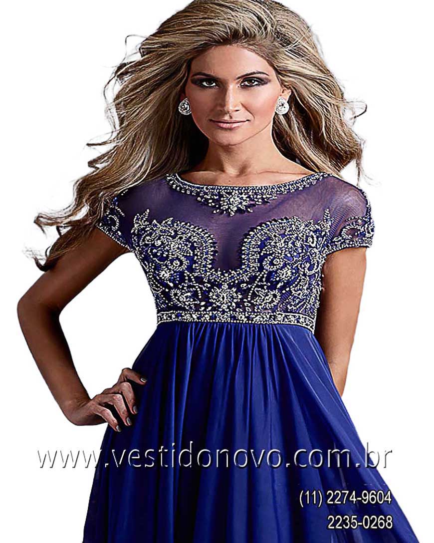 Vestido de festa  plus size, azul royal com transparencia, brilho e pedraria, me da noiva,  tamanho grande  zona sul So Paulo