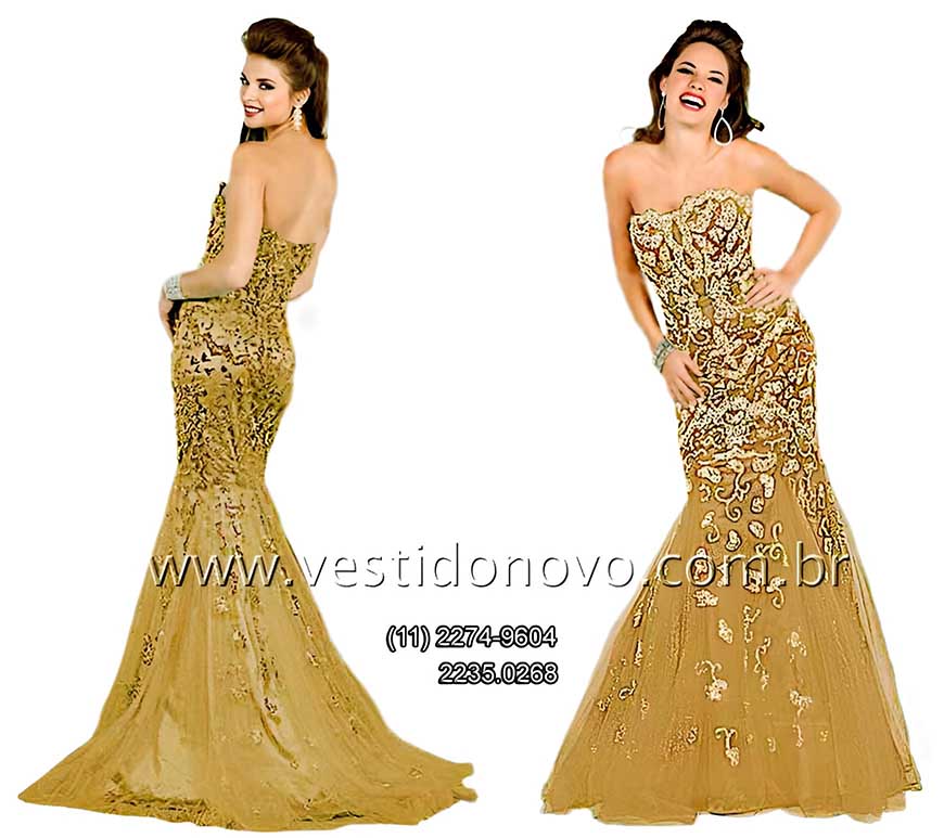 vestido madrinha dourado plus size