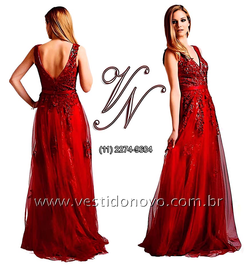 Vestido de festa  plus size em renda importada na cor vermelho, me da noiva, So Paulo